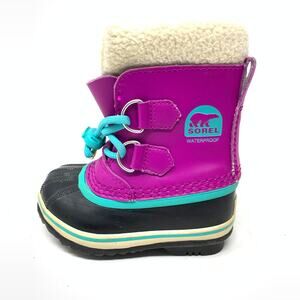 Sorel Snow Boots Toddler SIze 8 Waterproof Fuschia Purple Lace Up
